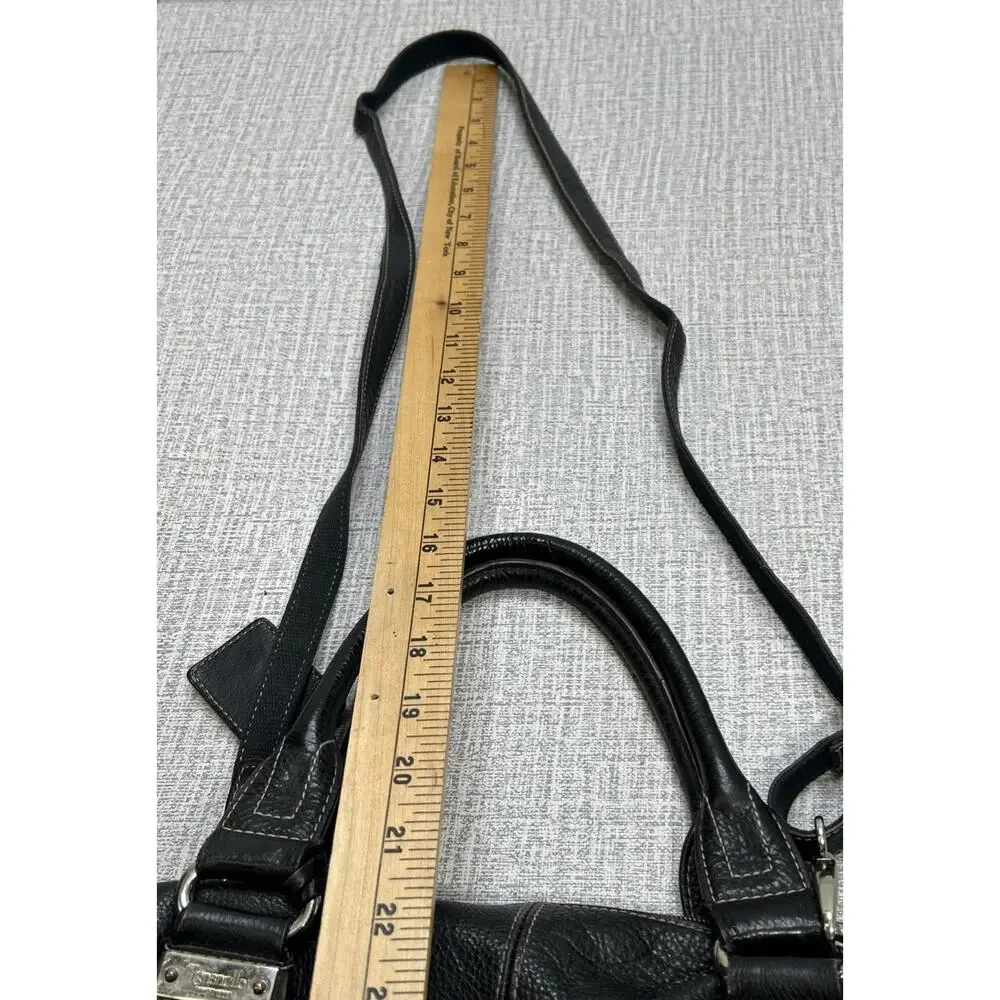 Y2K Tignanello Shoulder Bag Black Pebbled Leather Double Handle Crossbody Strap